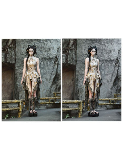 Victorian-inspired Multiple Tiers Asymmetrical Skirt