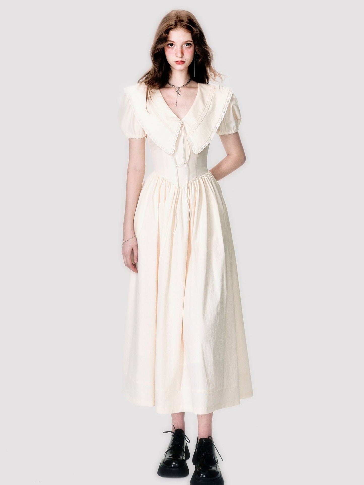 Fluffy Long One-piece With Oversized Collar