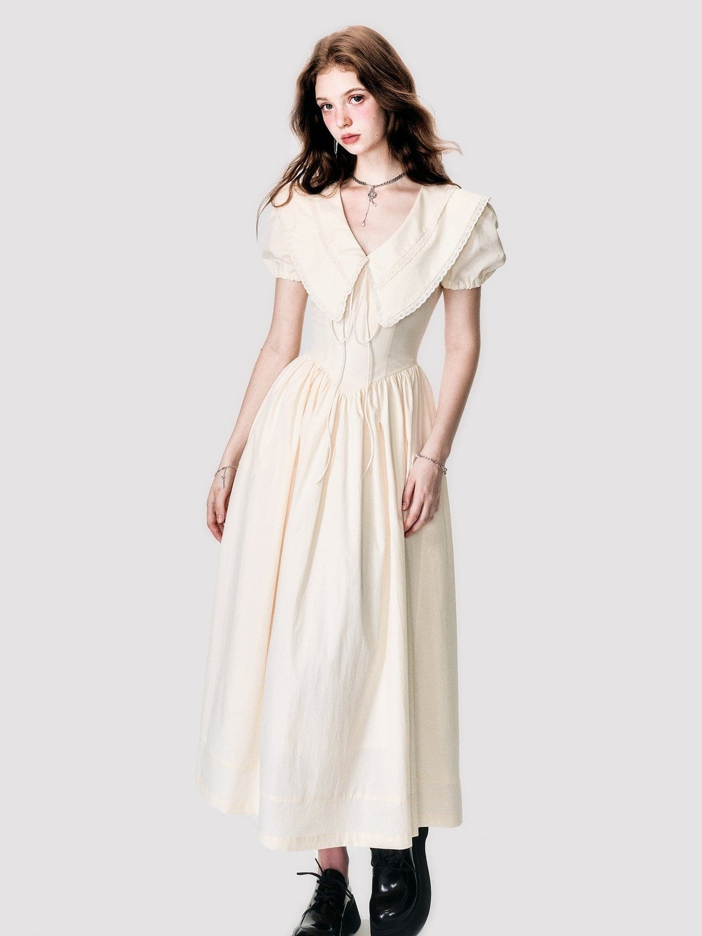 Fluffy Long One-piece With Oversized Collar