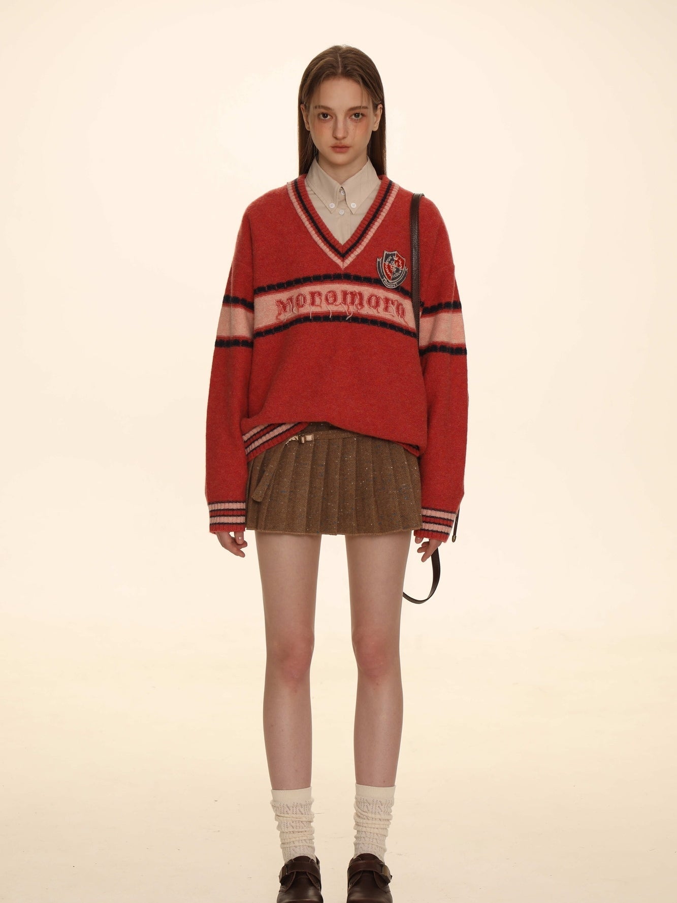 Retro Border Knit V-neck Sweater
