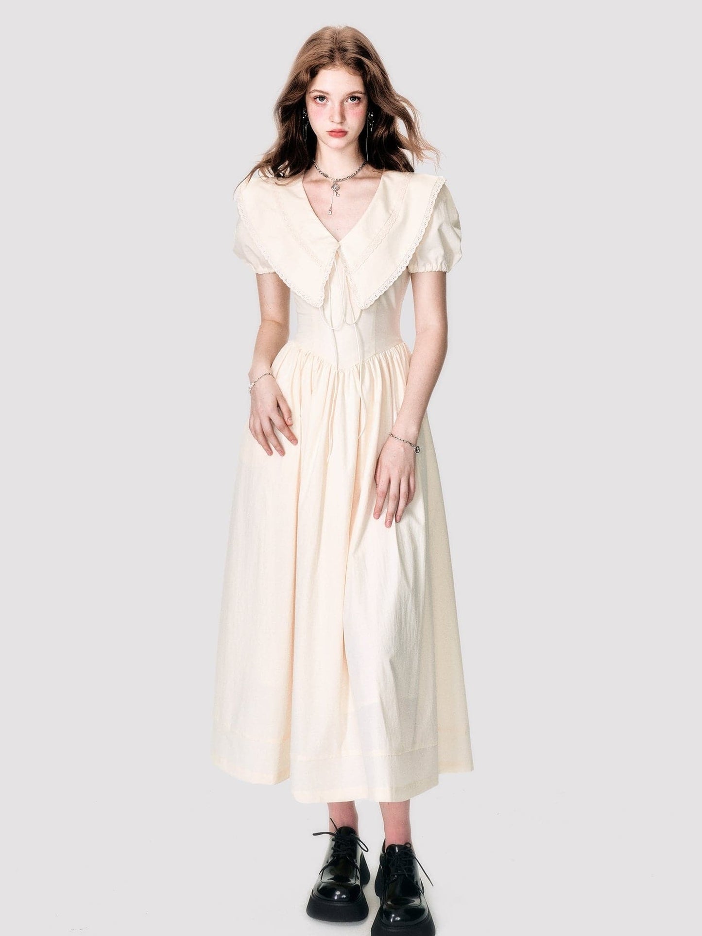 Fluffy Long One-piece With Oversized Collar