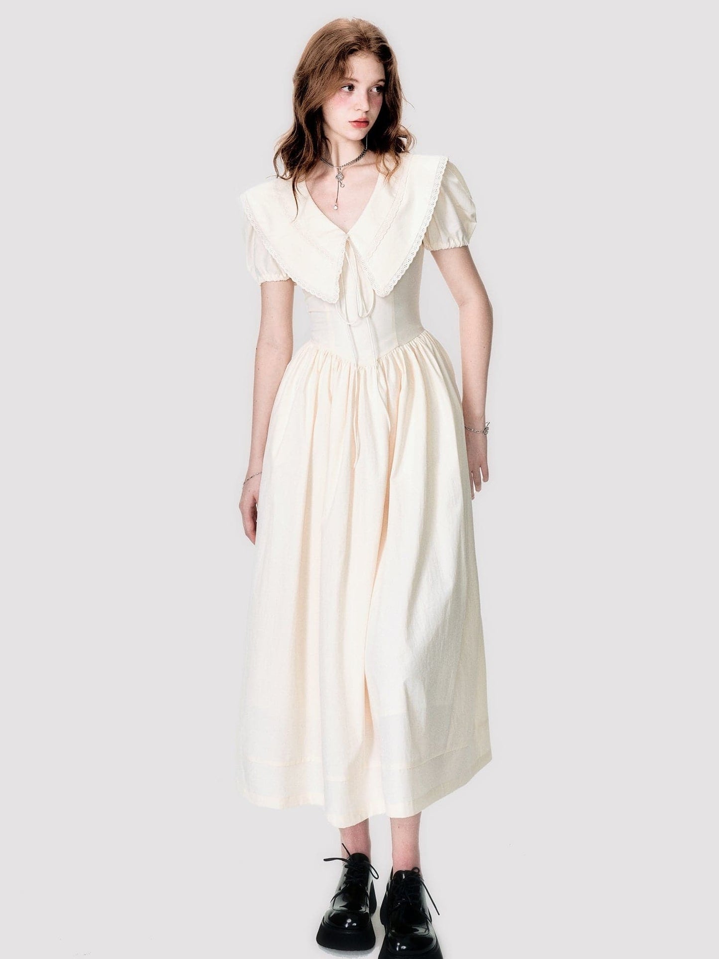 Fluffy Long One-piece With Oversized Collar