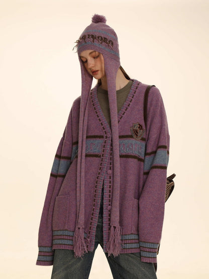 Retro Knit Oversize Long Cardigan