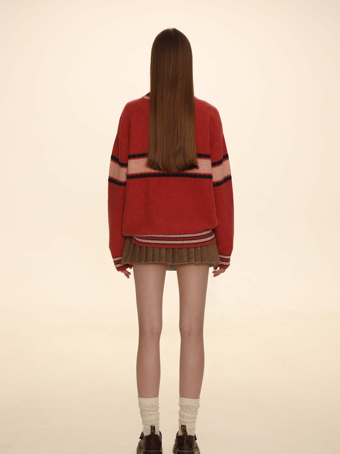 Retro Border Knit V-neck Sweater