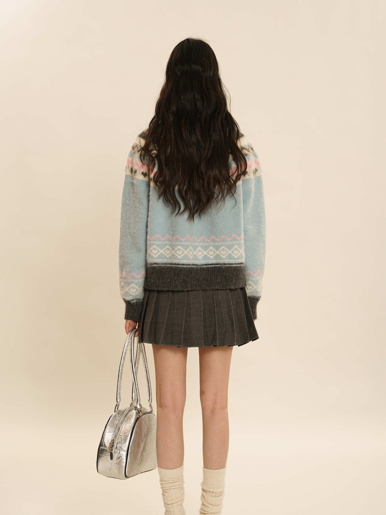 Knit Crew-neck Cardigan