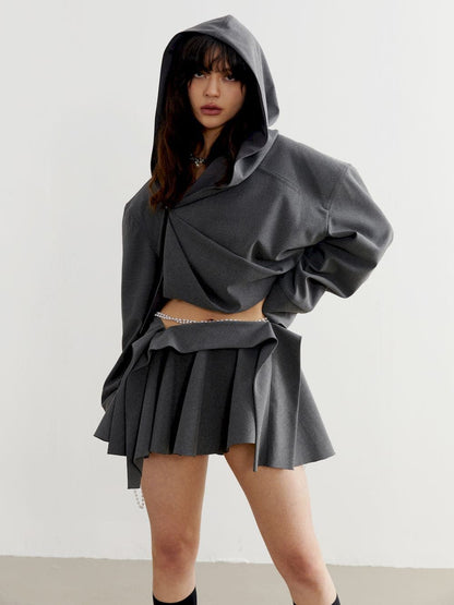 Box-pleats Micro Mini Skirt - Niche Collection