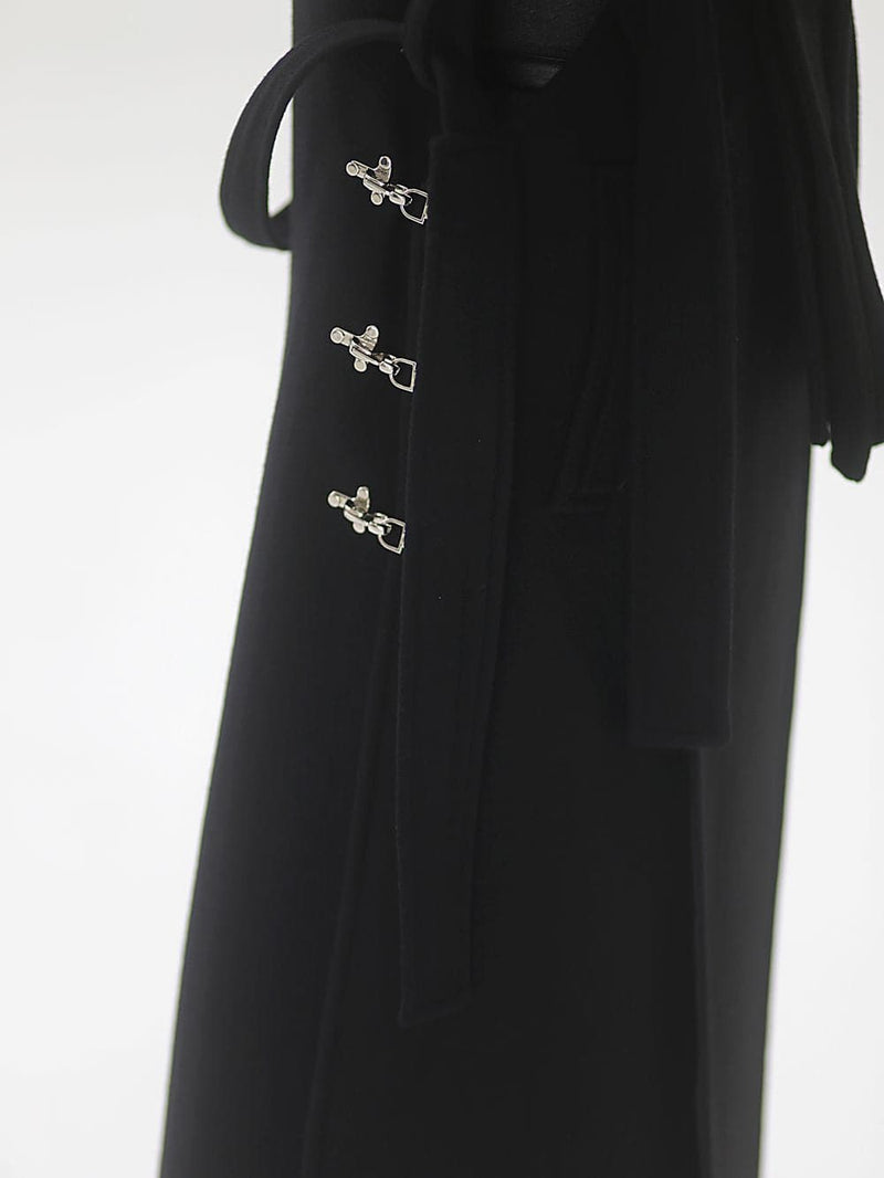 Power-shoulder Long Coat