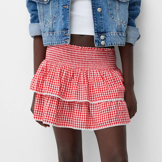 Layered Plaid Summer Skirt