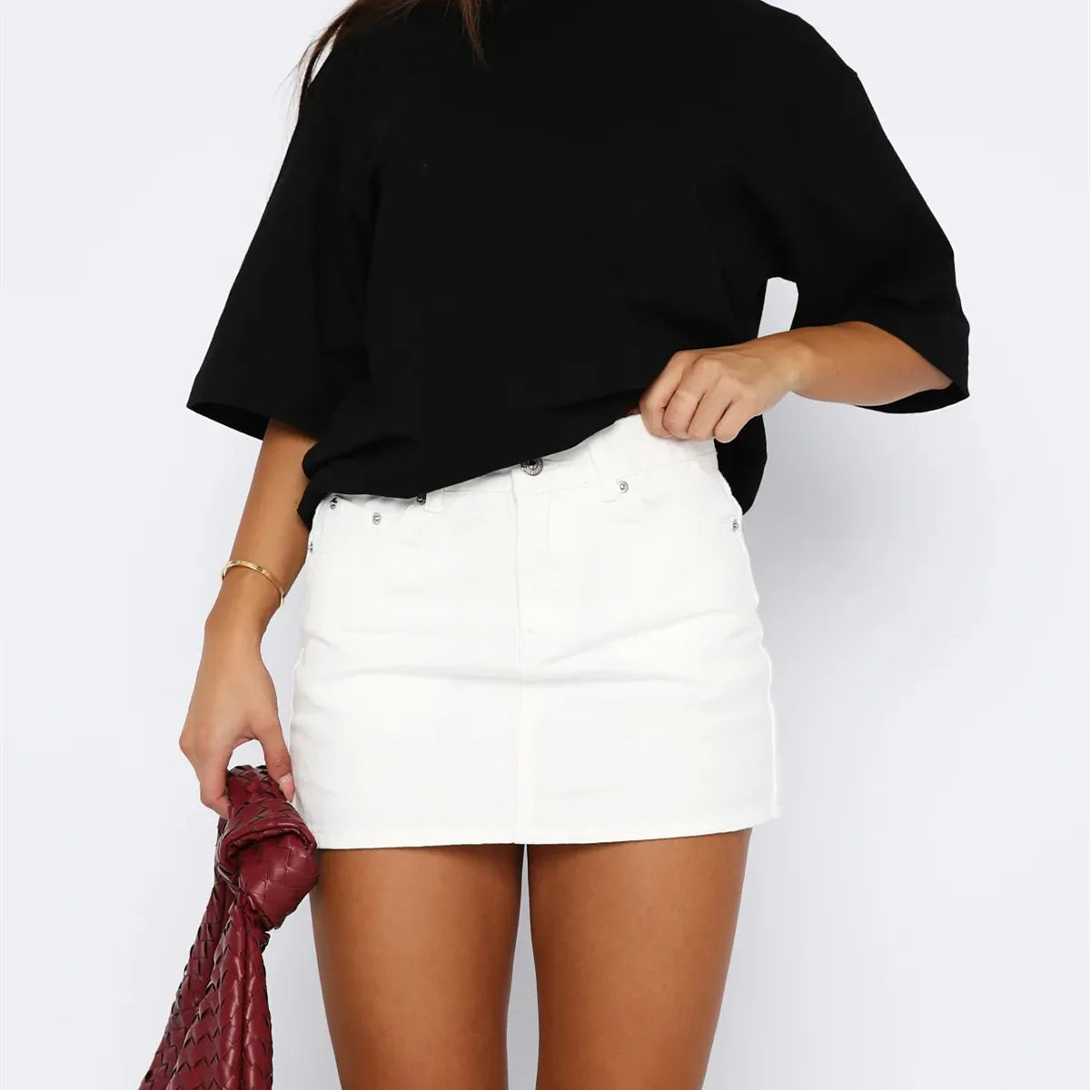 Button Up Slim Fit Denim Skirt