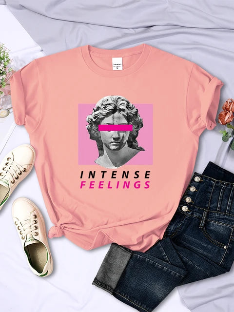 Intense Feelings Funny T-shirts Clothing Summer Breathable Tee Clothing Hip Hop Personality Tshirt