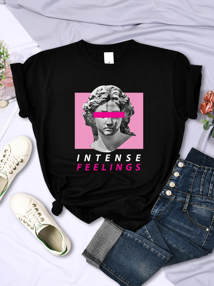 Intense Feelings Funny T-shirts Clothing Summer Breathable Tee Clothing Hip Hop Personality Tshirt