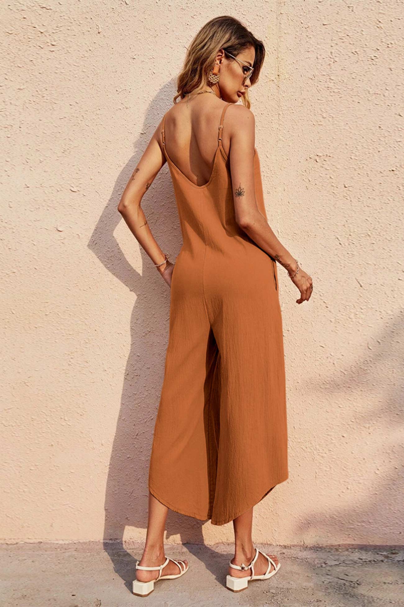 Color Sleeveless Loose Jumpsuits