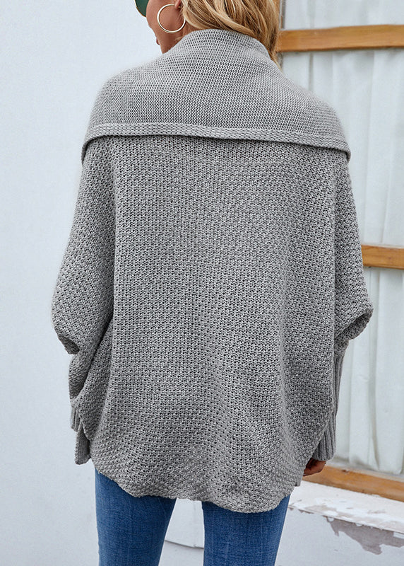 Italian Black Knit Cardigan Batwing Sleeve Qy031