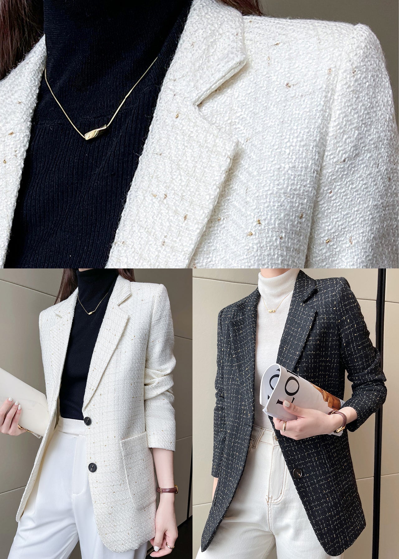 French White Notched Cotton Coat Outwear Spring Yj052