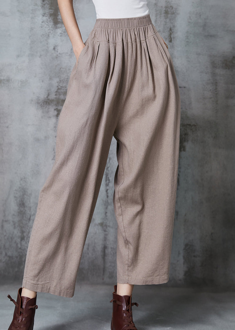 Italian Khaki Oversized Linen Harem Pants Summer Al1002