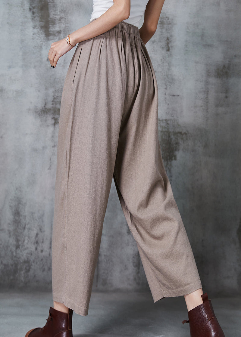 Italian Khaki Oversized Linen Harem Pants Summer Al1002