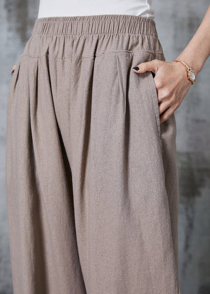 Italian Khaki Oversized Linen Harem Pants Summer Al1002