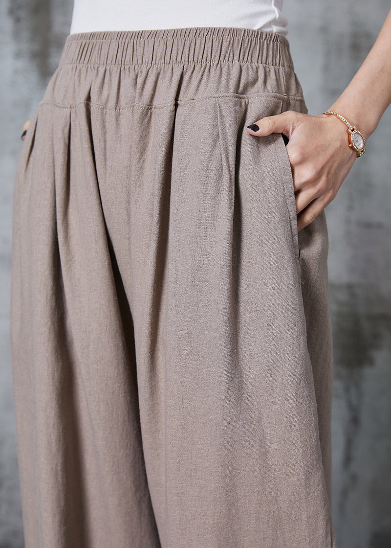 Italian Khaki Oversized Linen Harem Pants Summer Al1002