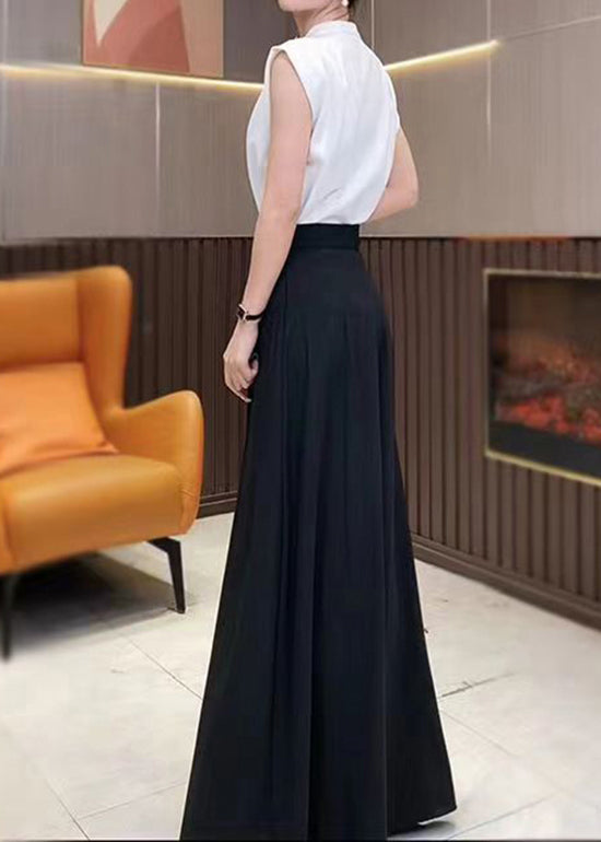 Italian Purple Pockets High Waist Chiffon Wide Leg Pants Summer Qq1044
