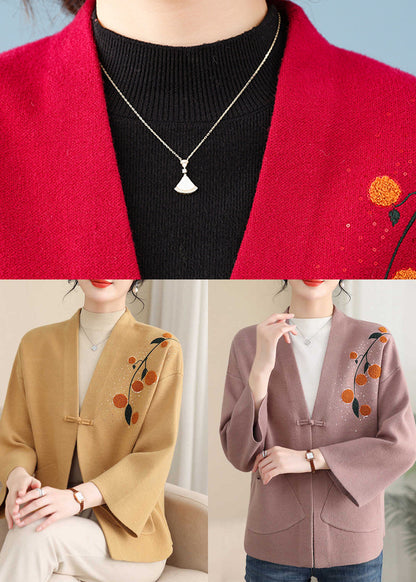 Boutique Yellow Patchwork Cotton Knit Cardigans Bracelet Sleeve Ta024