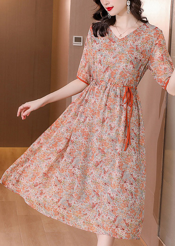 Italian V Neck Print Wrinkled Holiday Maxi Dress Short Sleeve Ly1738
