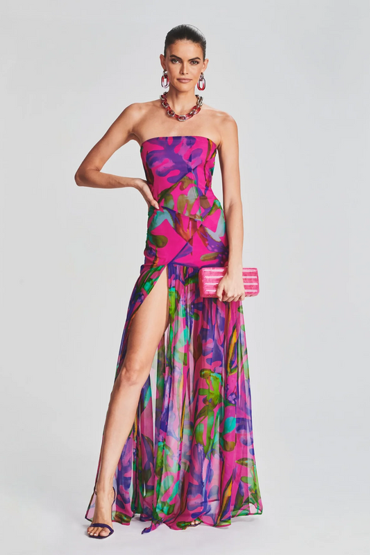 Tube Top Slit Backless Maxi Dress