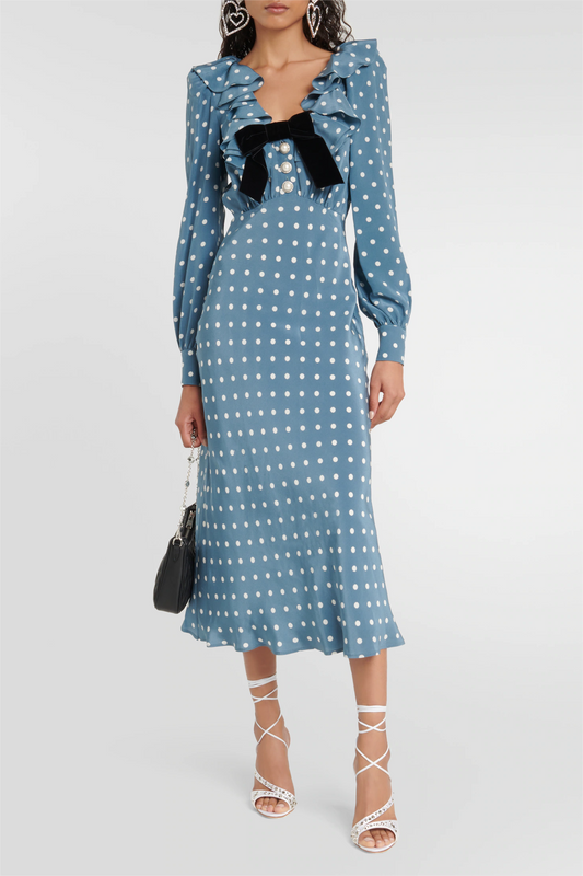 Long Sleeve V-neck Midi Dress