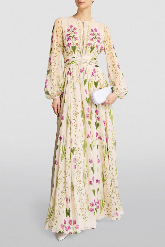 Print Long Sleeve Maxi Dress
