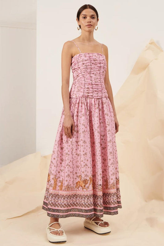 Sleeveless Shirring Maxi Dress