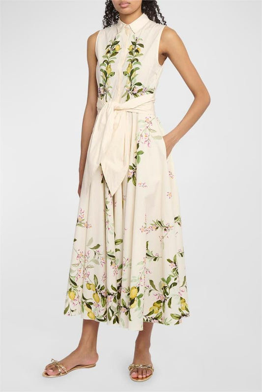 Sleeveless Lace Up Midi Dress