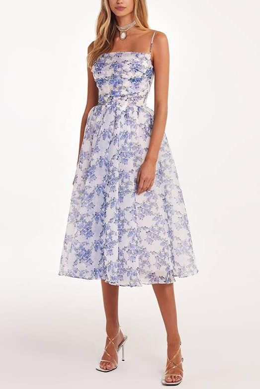 Backless Lace Up Slip Midi Dress