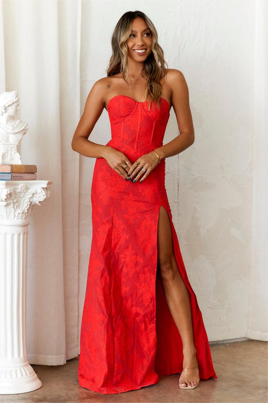 Lace Sweetheart Neck Corset Maxi Dress