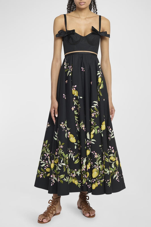 Sweetheart Neckline Bow Slip Midi Dress