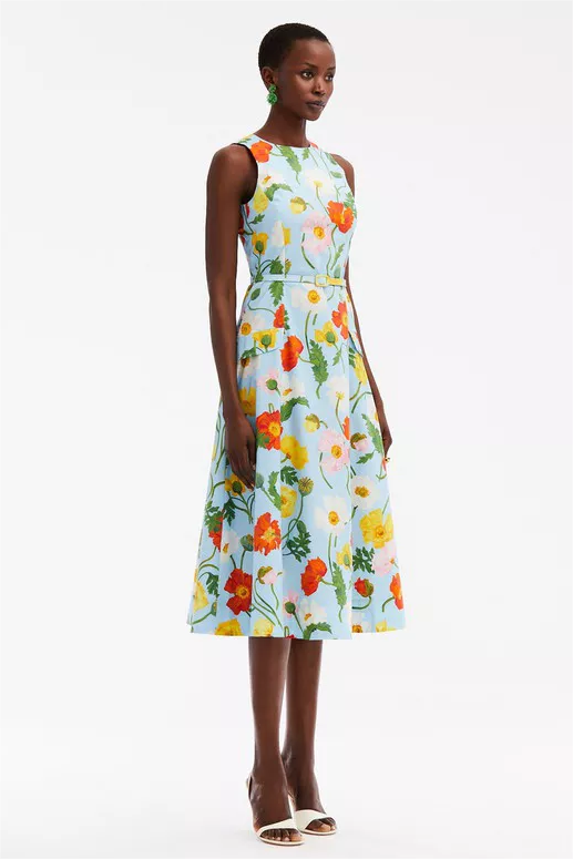 Sleeveless Round Neckline Midi Dress