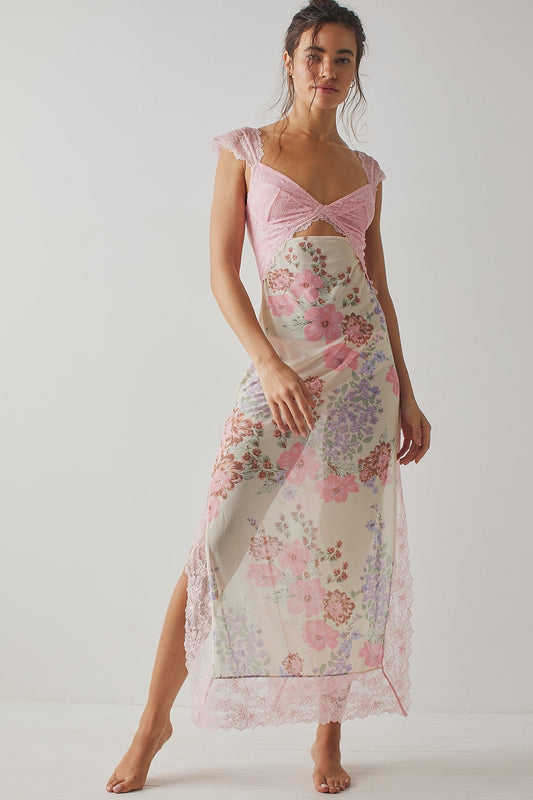 Lace Cut-out Backless Midi Dress