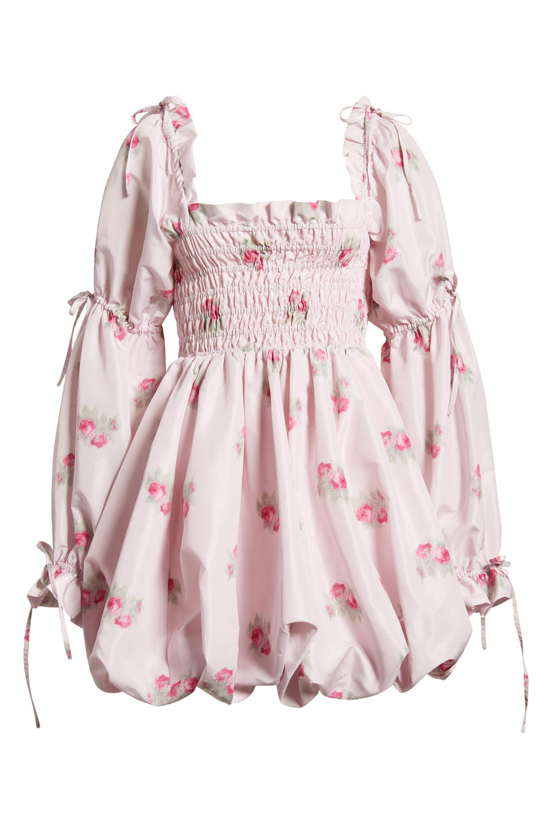 Smocking Lace Up Mini Dress