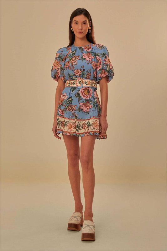 Puff Sleeve Mini Dress With Belt