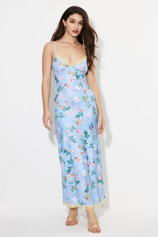 Lace Sleeveless V-neck Midi Dress