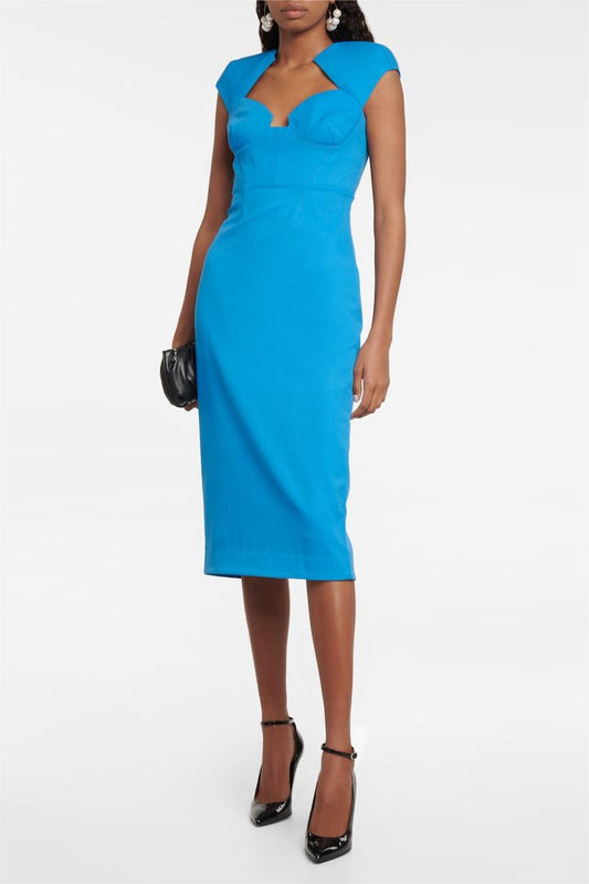 Knit Sweetheart Neckline Midi Dress