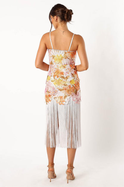 Lace Tassel Sleeveless Midi Dress