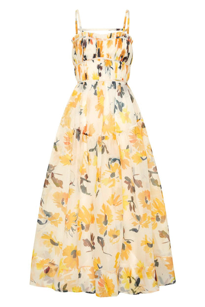 Ruched Sleeveless Midi Dress