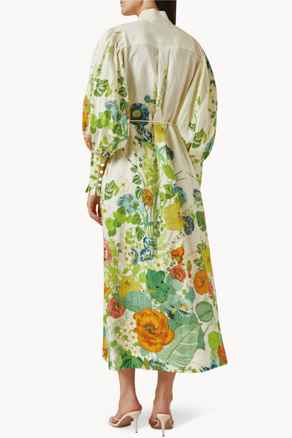 Lantern Sleeve Bottom Midi Dress