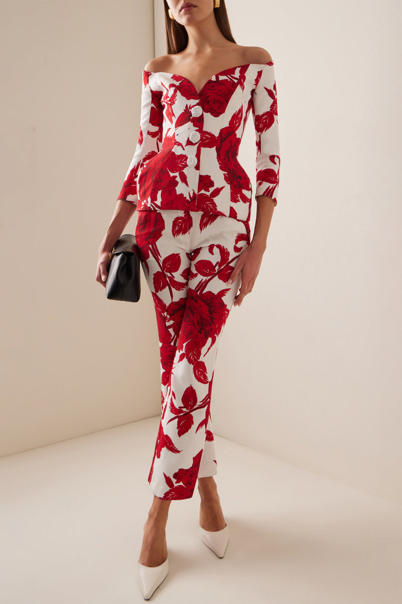 Off-shoulder Top & High Waist Pants Set