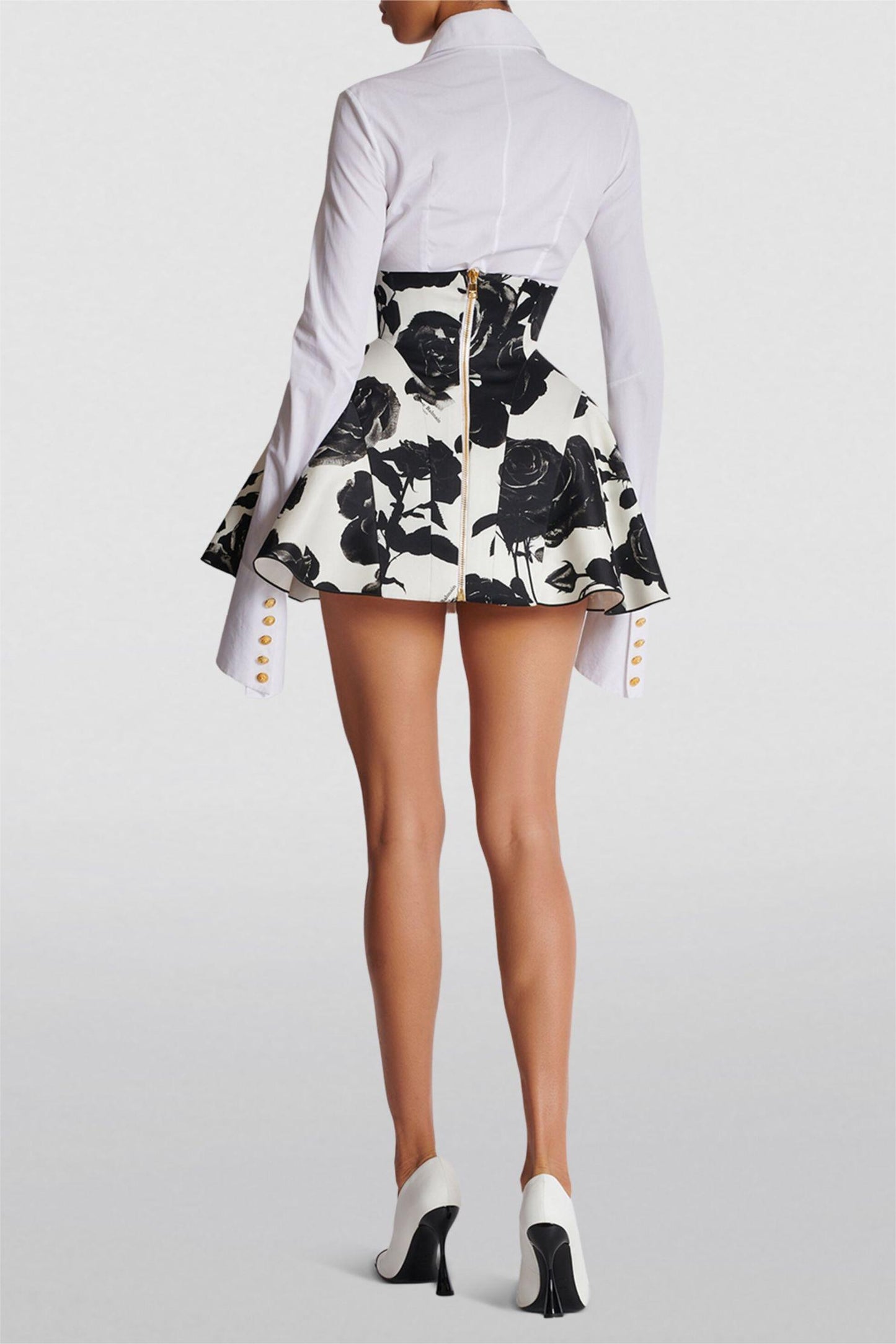 High Waist Metal Button Skirt