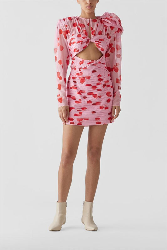 3d Pleat Cut-out Mini Dress