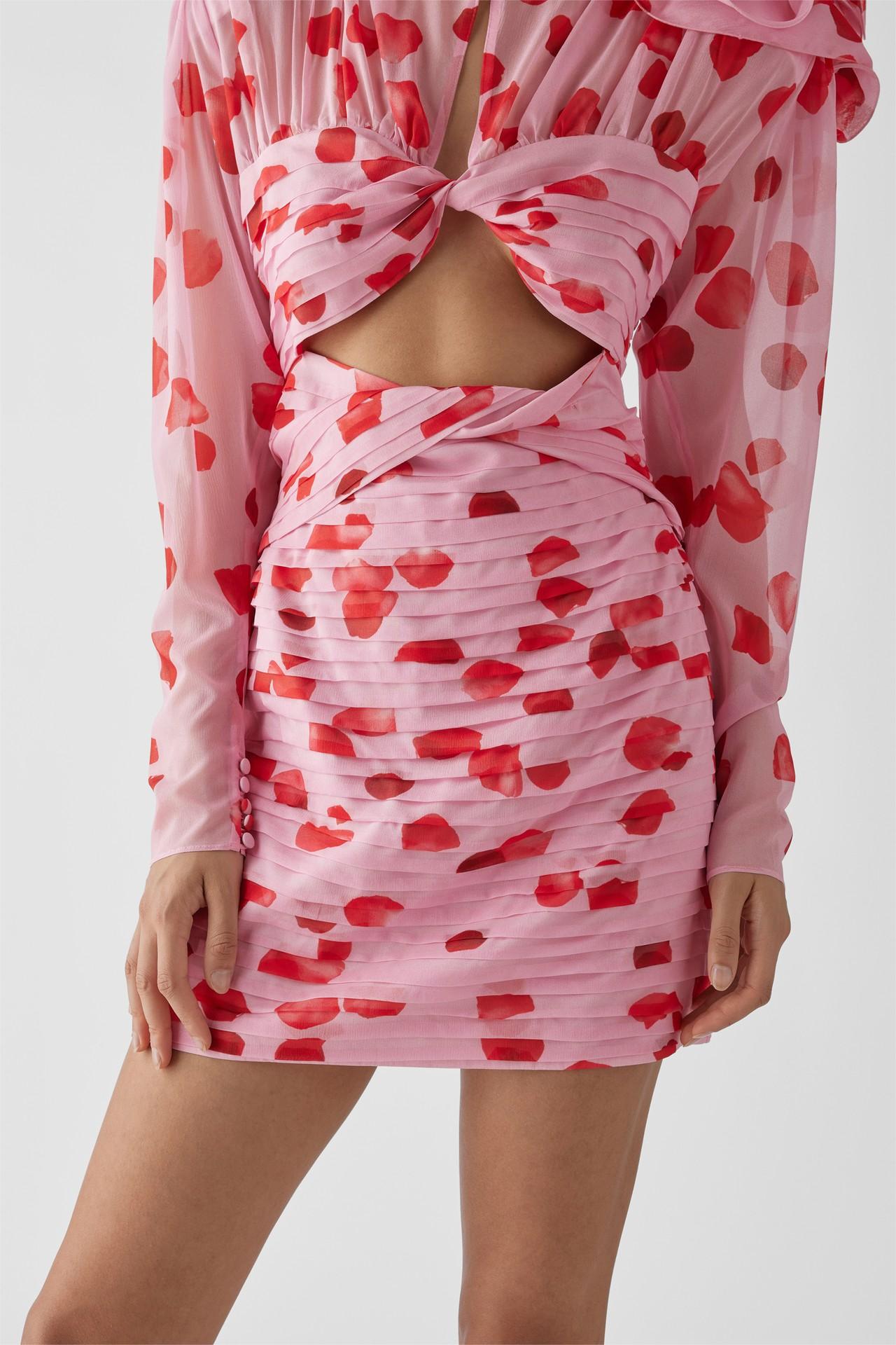 3d Pleat Cut-out Mini Dress