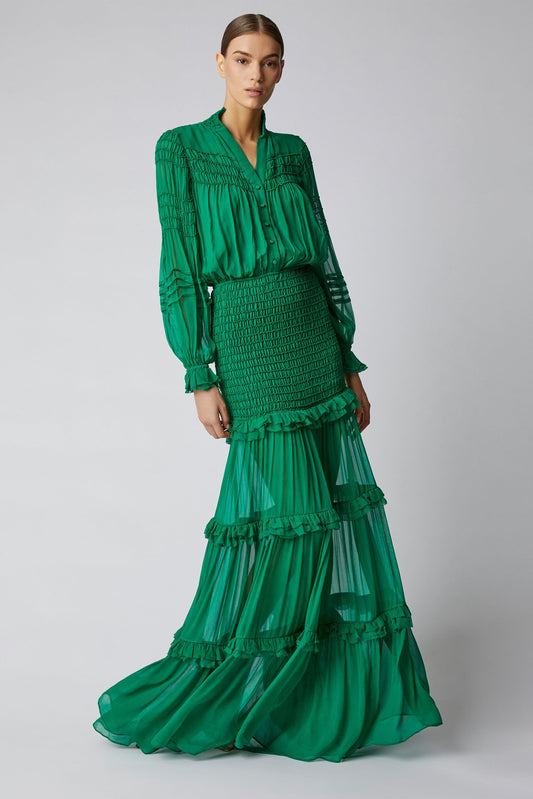 Chiffon Smocking Maxi Dress