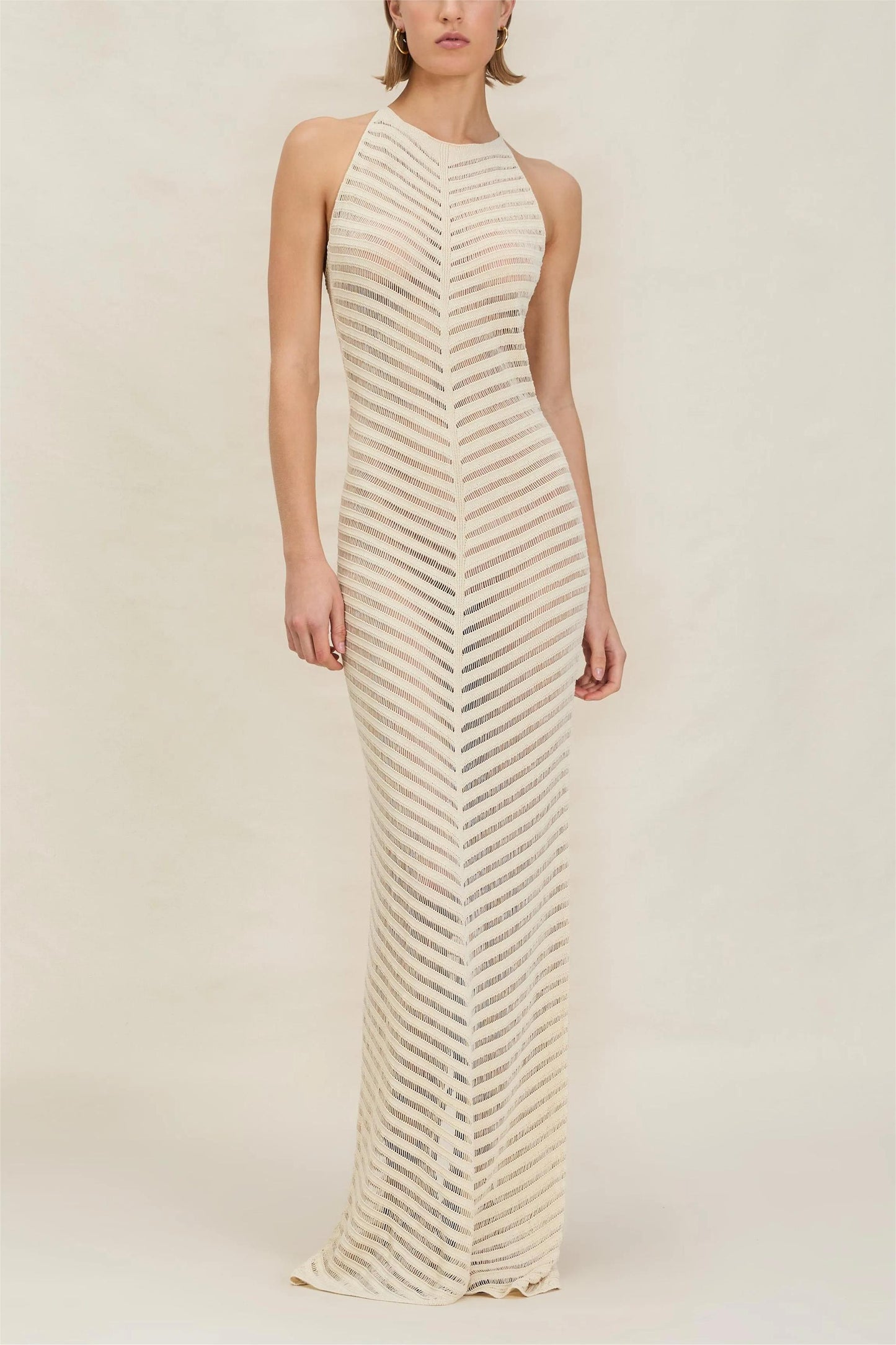 Knit Sleeve Split Midi Dress