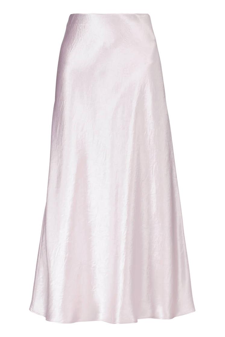 Mid Waist Satin Midi Skirt