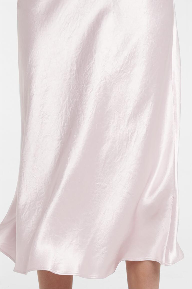 Mid Waist Satin Midi Skirt